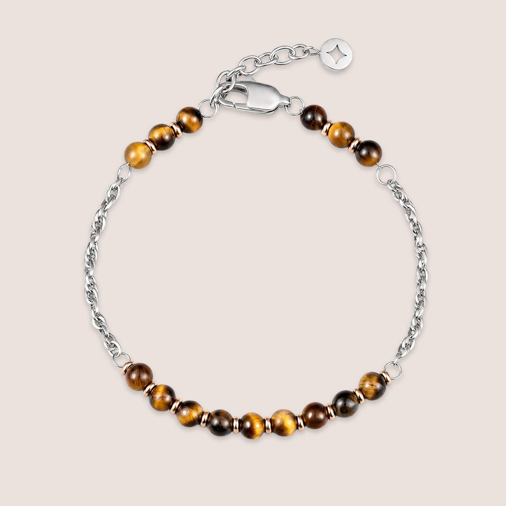 Round Semi-Precious Beaded Chain Bracelet
