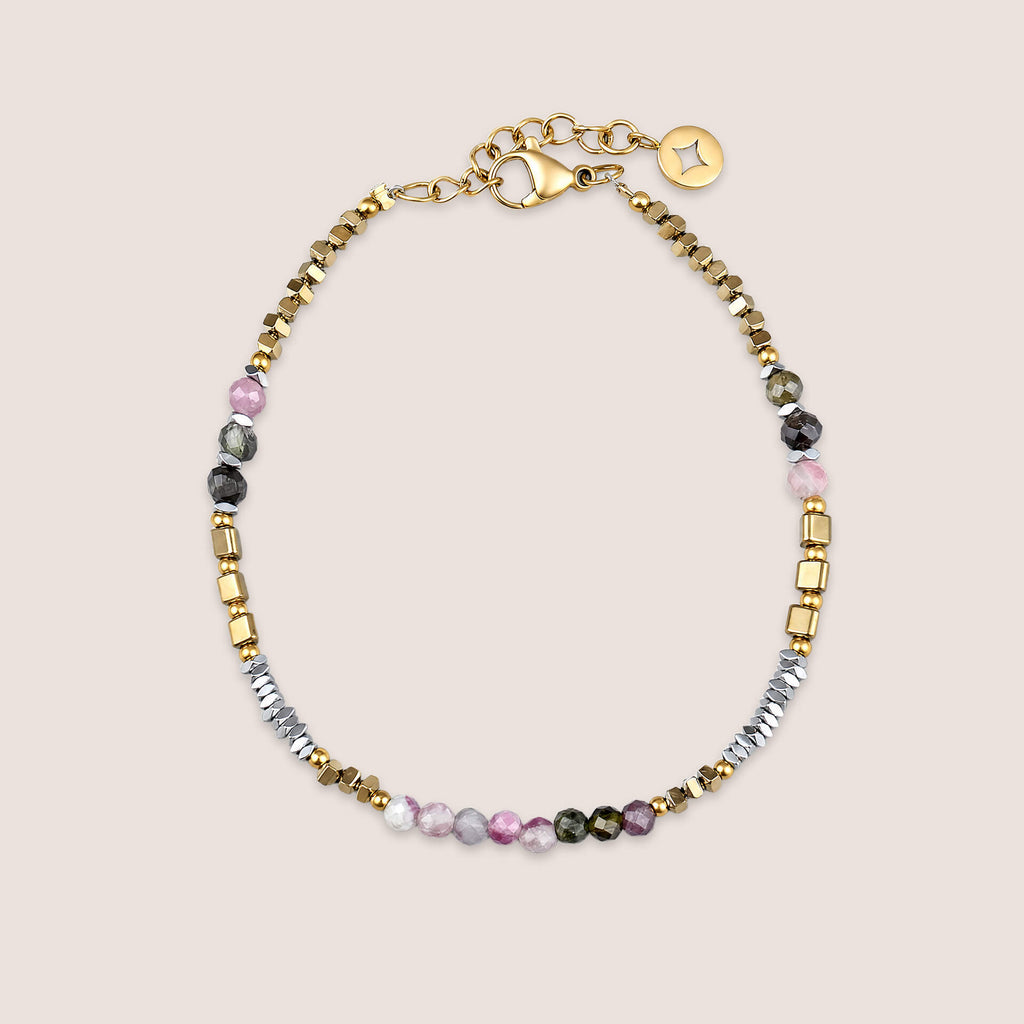 Semi-Precious and Steel Mixed Bead Bracelet