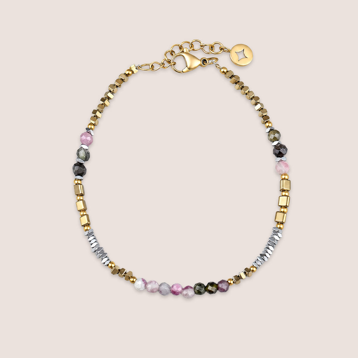 Semi-Precious and Steel Mixed Bead Bracelet