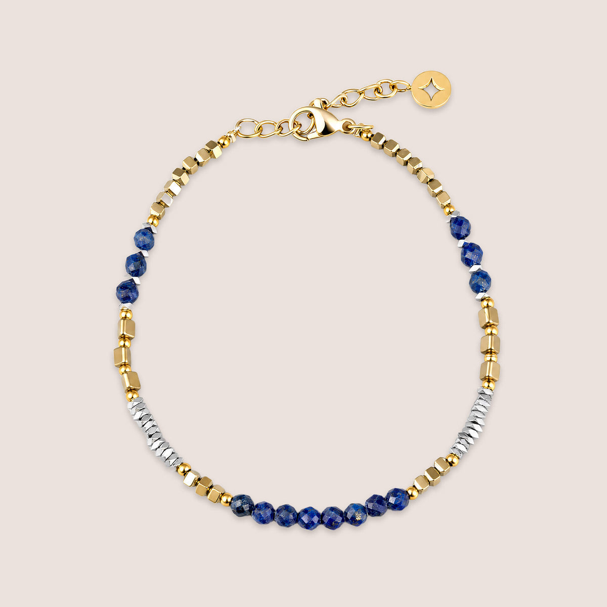 Semi-Precious and Steel Mixed Bead Bracelet