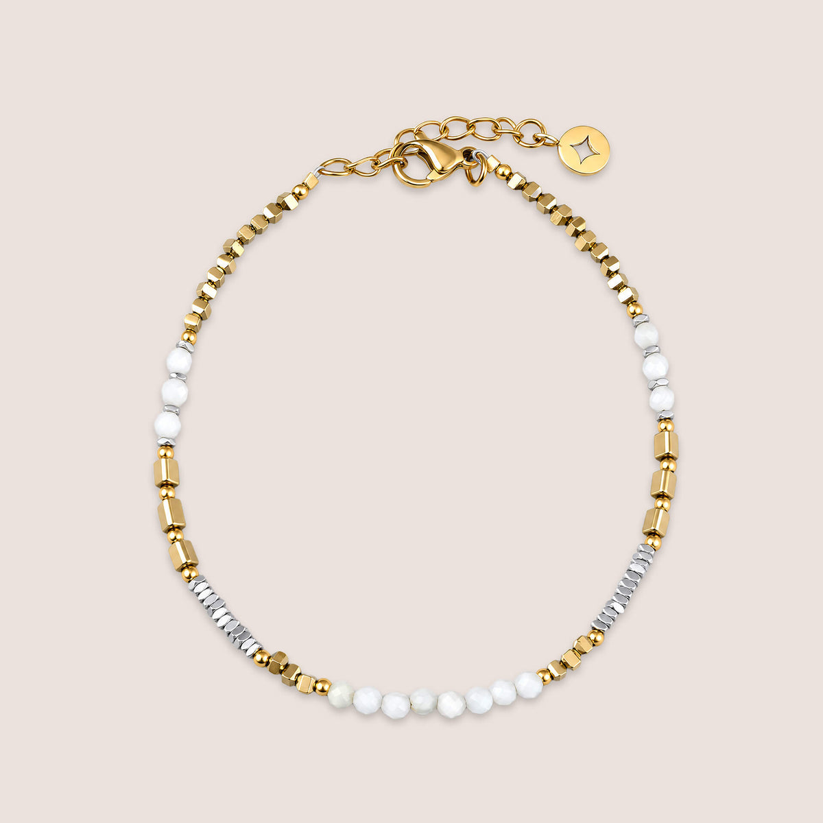 Semi-Precious and Steel Mixed Bead Bracelet
