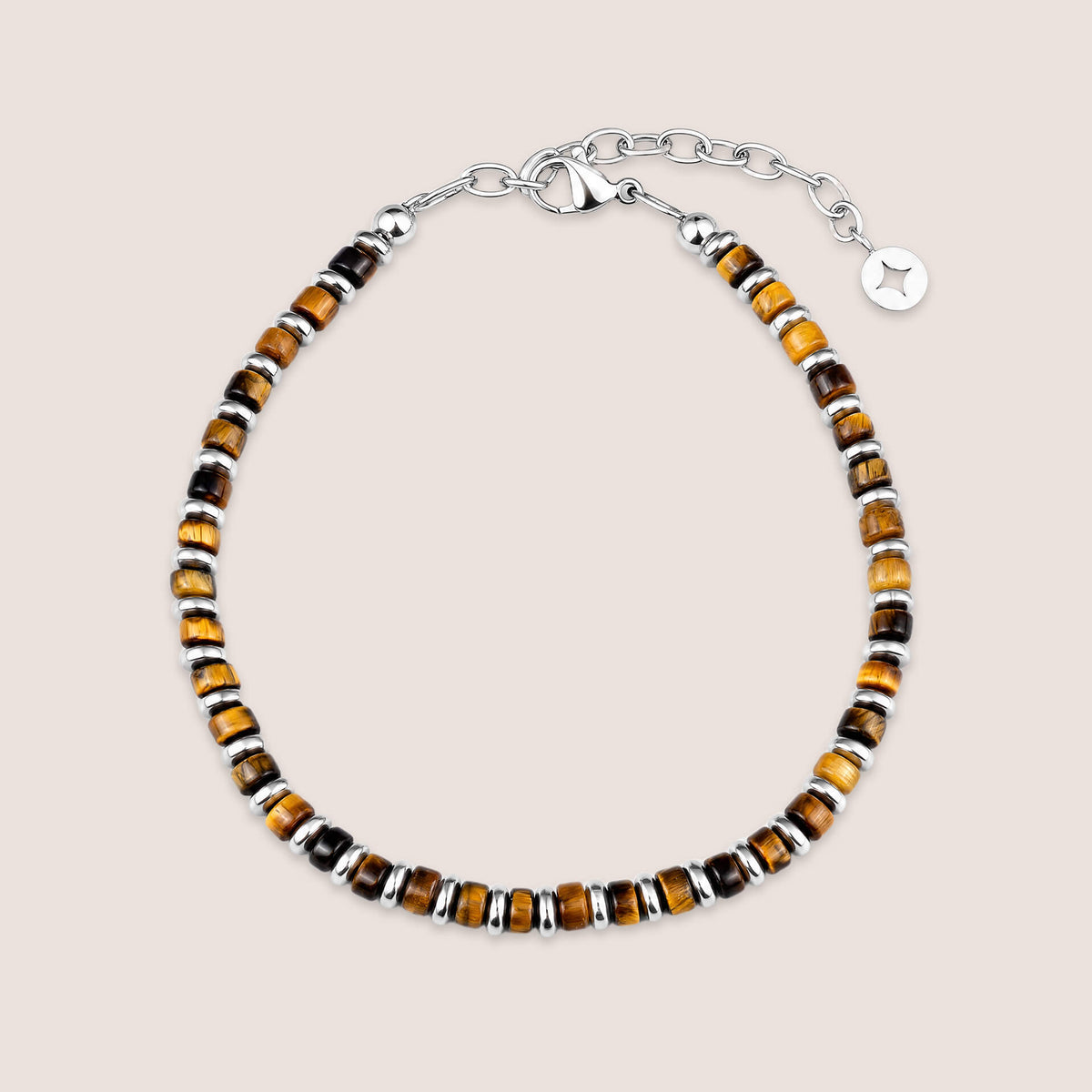 Semi-Precious and Steel Disc Bead Bracelet
