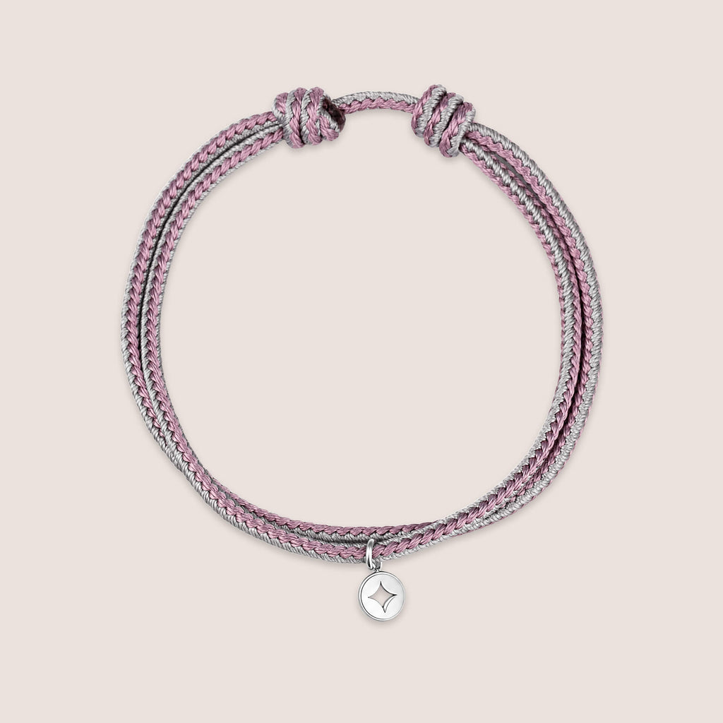 Woven Cord Bracelet with Steel Charm