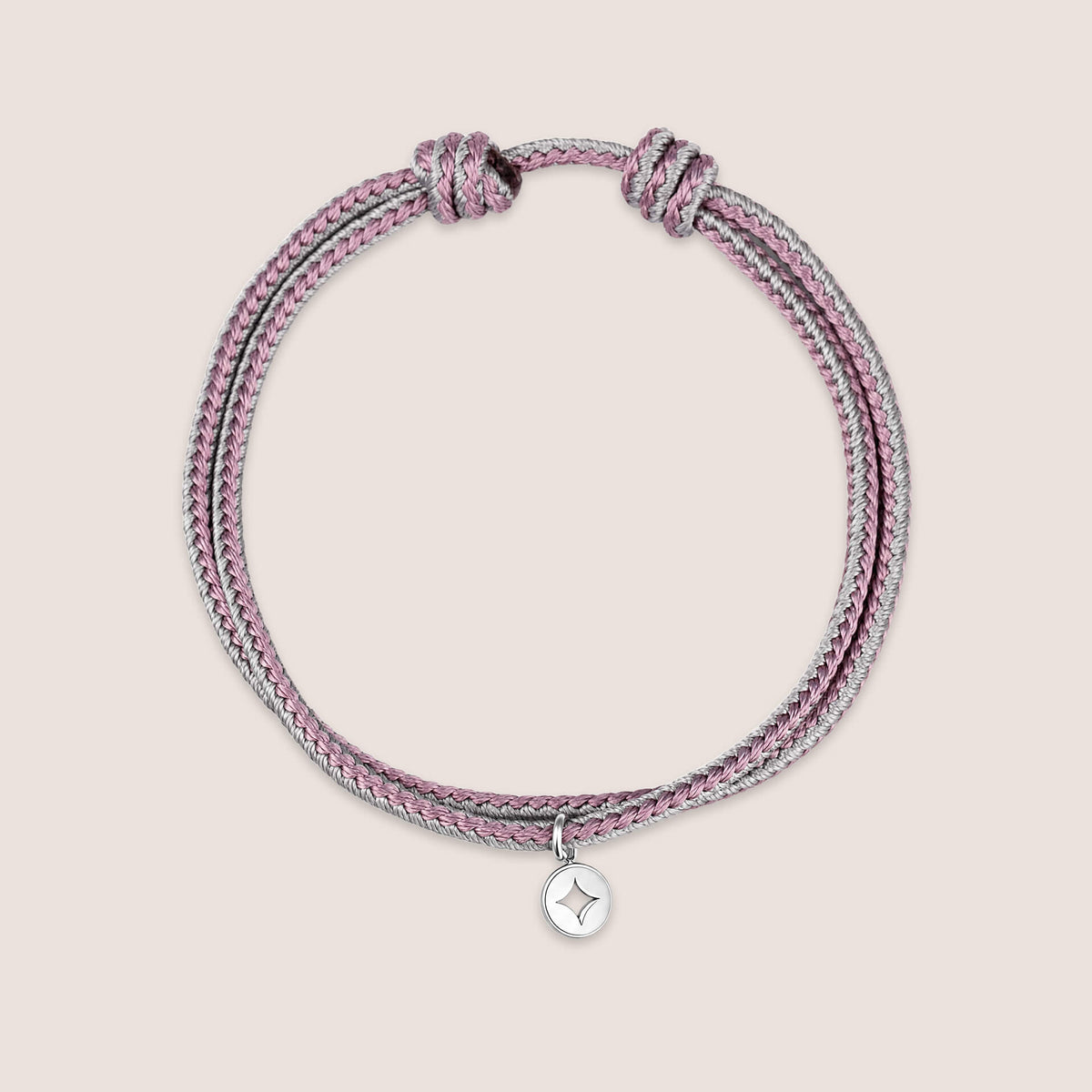Woven Cord Bracelet with Steel Charm