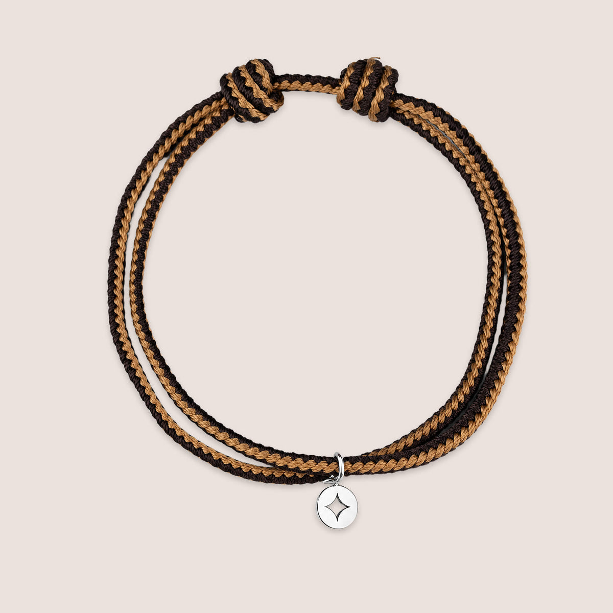 Woven Cord Bracelet with Steel Charm