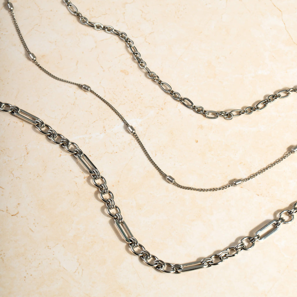 Oval Beaded Station Necklace