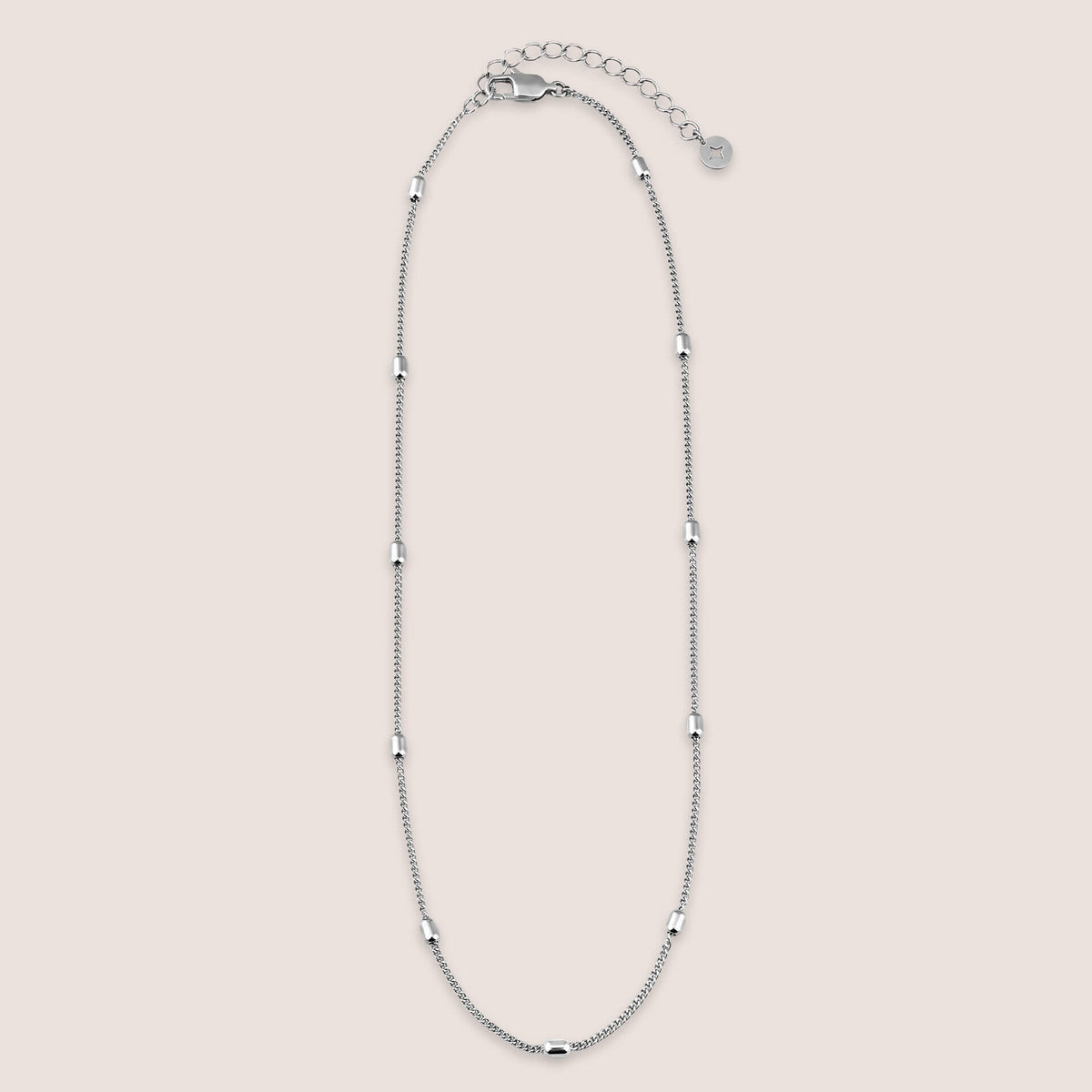 Oval Beaded Station Necklace