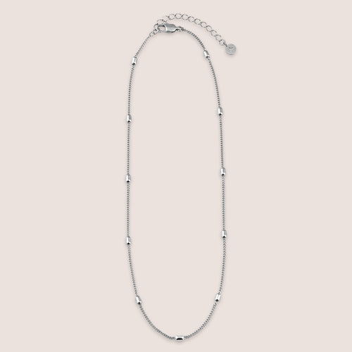 Oval Beaded Station Necklace