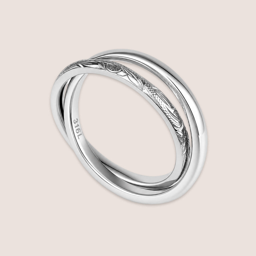 Interlinked Double Band Ring